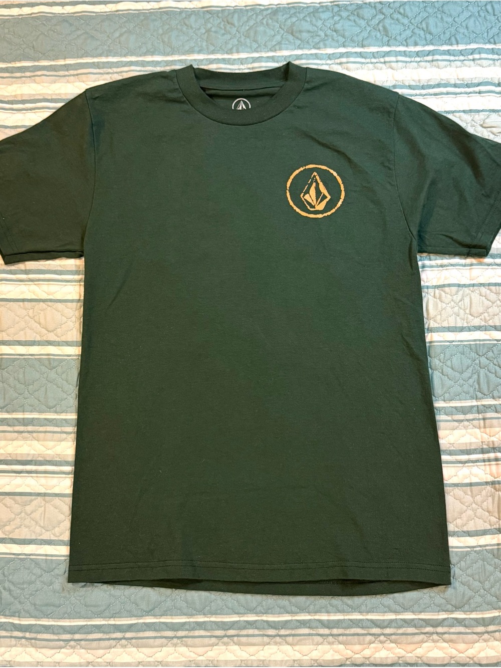 Volcom Graphic Logo Crew Neck T-Shirt Size Small Green